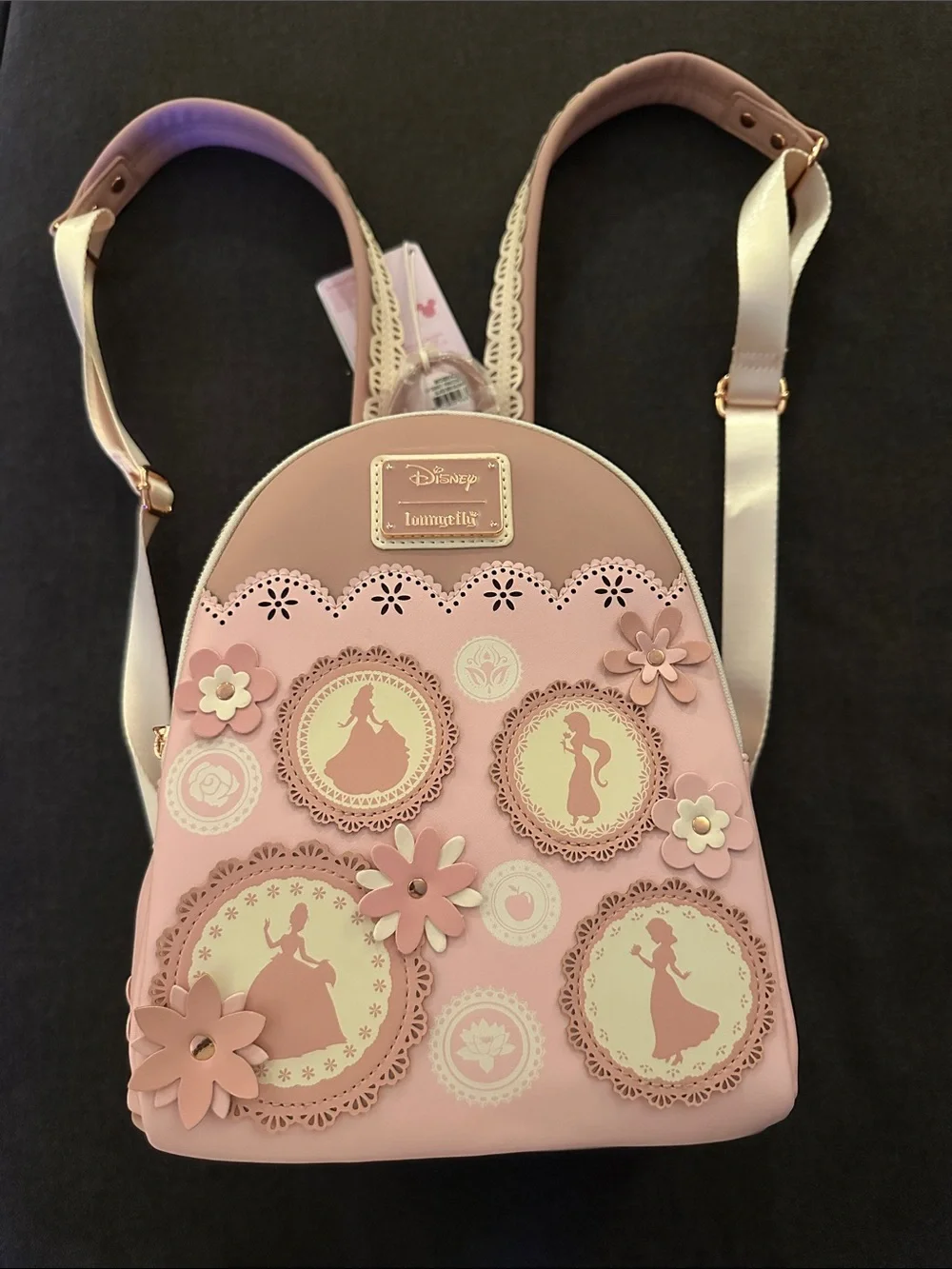 Loungefly Pink Disney Princess Silhouette Floral Mini Backpack